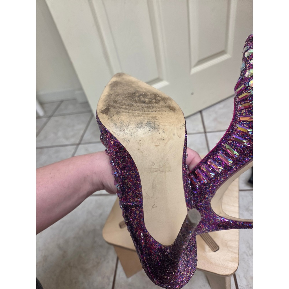 Steve Madden Galaxxie Pink Purple Glitter Crystal Embellished Stiletto 9.5M - Picture 4 of 5
